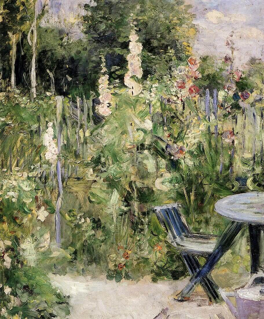 “Roses Trémières” por Berthe Morisot